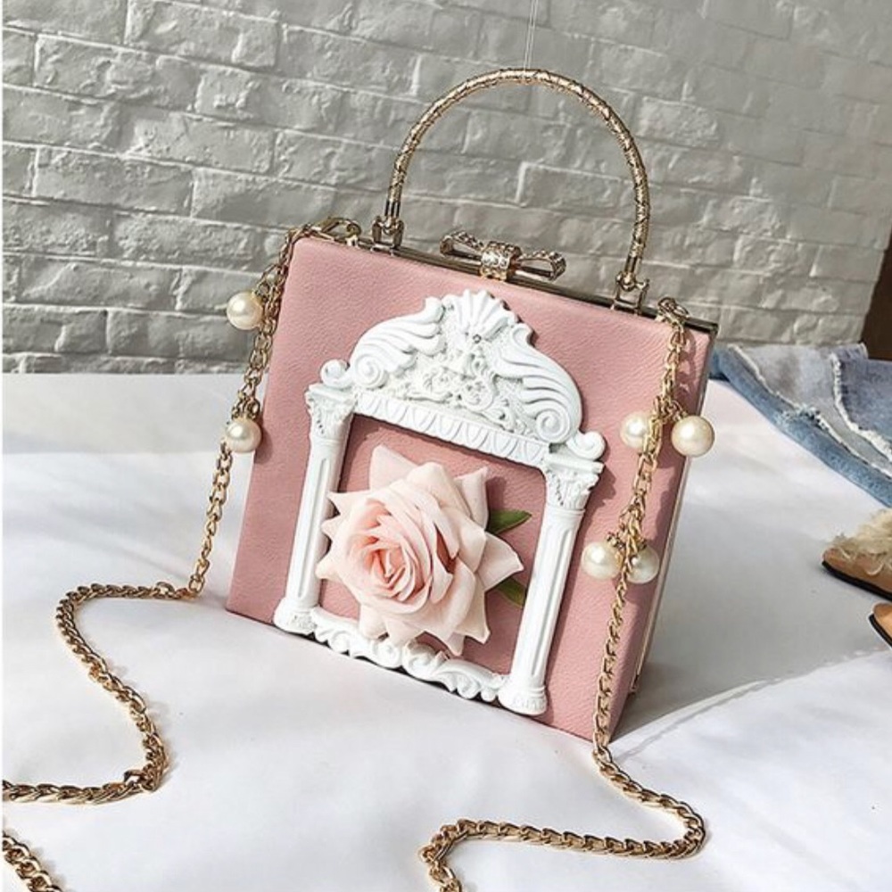 New Rose Pearl Goddess Crossbody Bag (Pink)